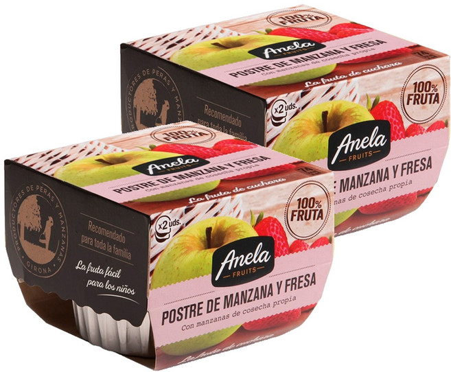 아넬라 생과일 프리미엄 디저트 과일퓨레 2p, 혼합맛(사과/딸기), 200g, 2개