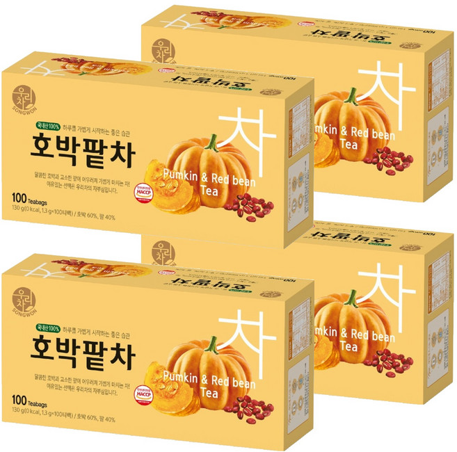 SONGWON 南瓜紅豆茶, 1.3g, 100入, 4個