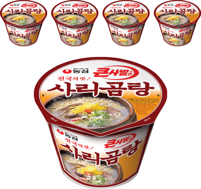농심 사리곰탕면 컵라면 큰사발 111g, 5개