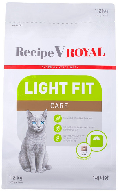 유한양행레시피브이 고양이 로얄 라이트웨이트 기능성사료, 다이어트, 1.2kg, 1개
