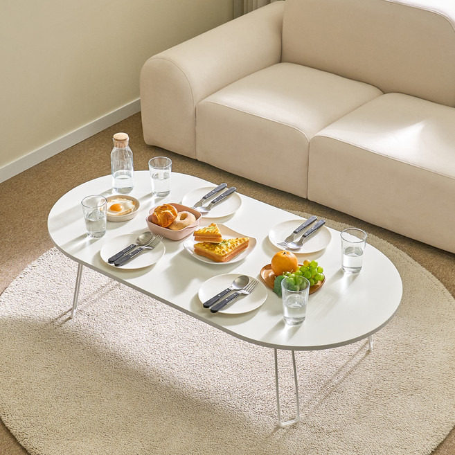 아이캔컴퍼니 국내생산 라운드볼 12060 LPM 접이식 테이블, 화이트