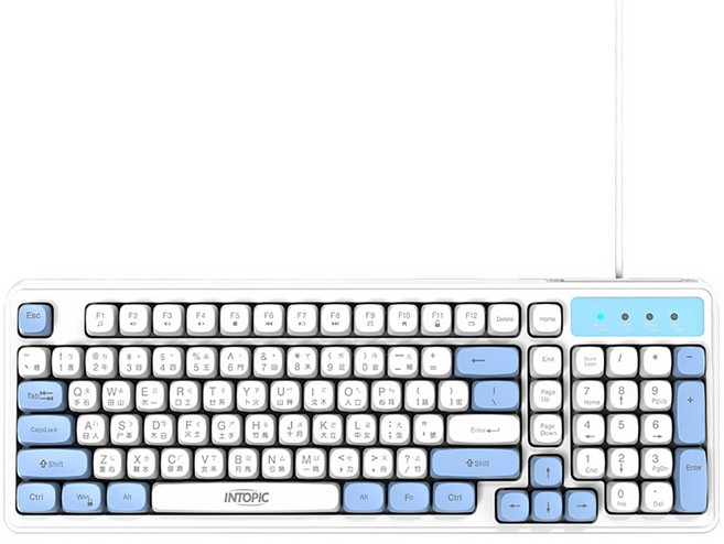 INTOPIC 廣鼎 KBD-106 玩色多媒體有線鍵盤, 白色, 不適用