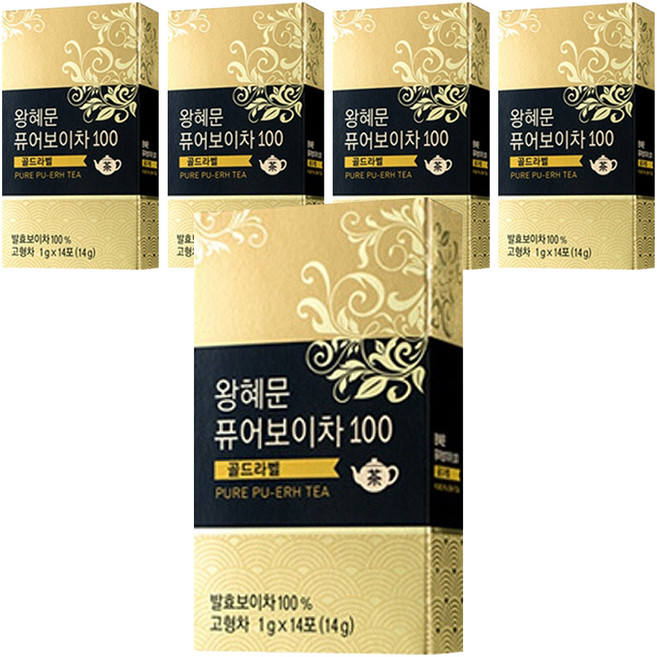 왕혜문 퓨어 100 보이차, 1g, 14개입, 5개