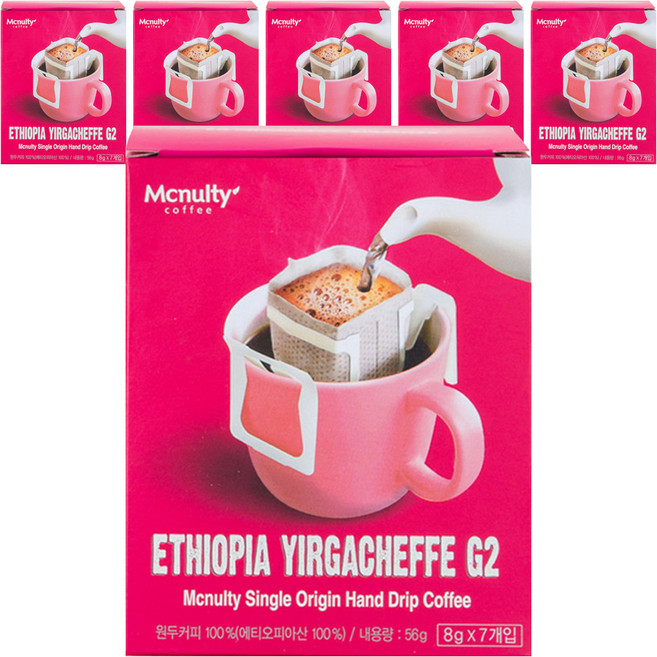 맥널티커피 에티오피아 예가체프 G2 핸드드립 원두, 8g, 7개입, 6개
