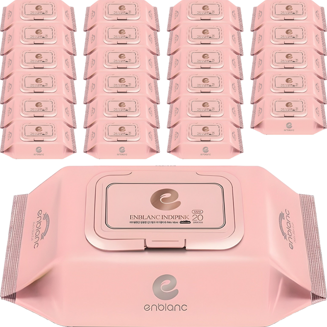 앙블랑 세이프 인디핑크 유아물티슈 휴대캡형, 63g, 20매, 24개