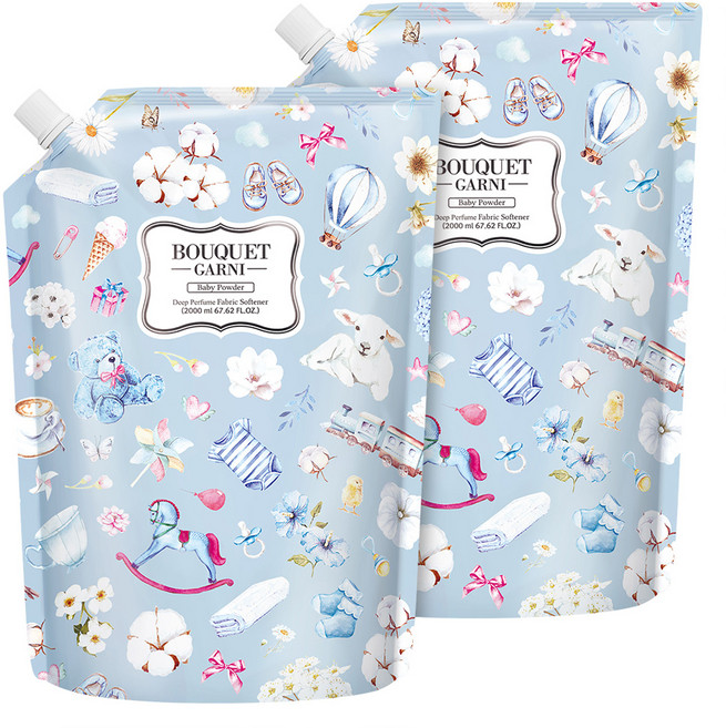 부케가르니 딥퍼퓸 섬유유연제 베이비파우더향 리필, 2L, 2개