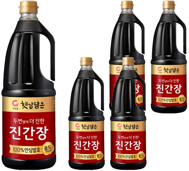 햇살담은 두번 달여 더 진한 진간장 골드, 1.7L, 5개