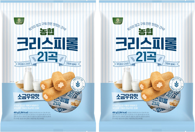 Nonghyupsikpum 21種穀物脆皮捲 牛奶&鹽味, 400g, 2袋