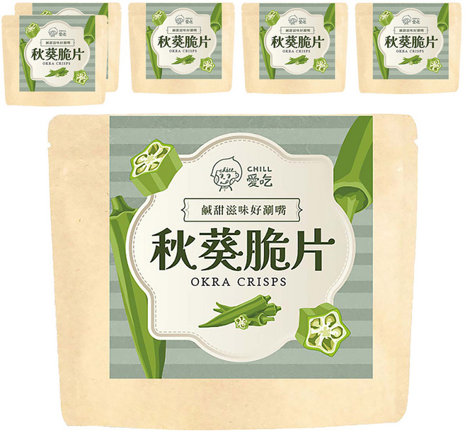 CHILL 愛吃 秋葵脆片, 40g, 6個