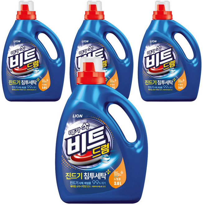 비트 드럼용 액상세제 본품, 3L, 4개