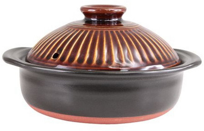 GINPO 銀峯 陶器 萬古燒菊花鍋 飴 6號(1人用) 褐色 0.85L, 19cm, 1個