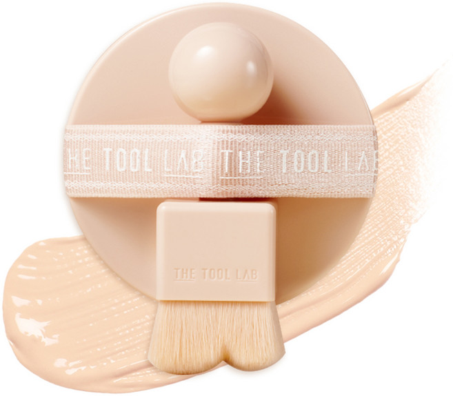 THE TOOL LAB STAMP Skin Fit 光澤氣墊粉底 11g + 粉撲, 1個, 19 粉瓷色