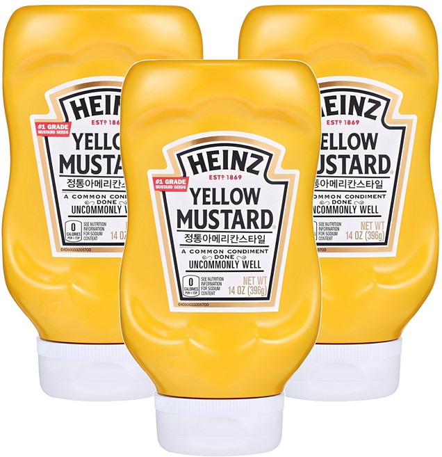 하인즈 옐로우 머스타드, 396g, 3개