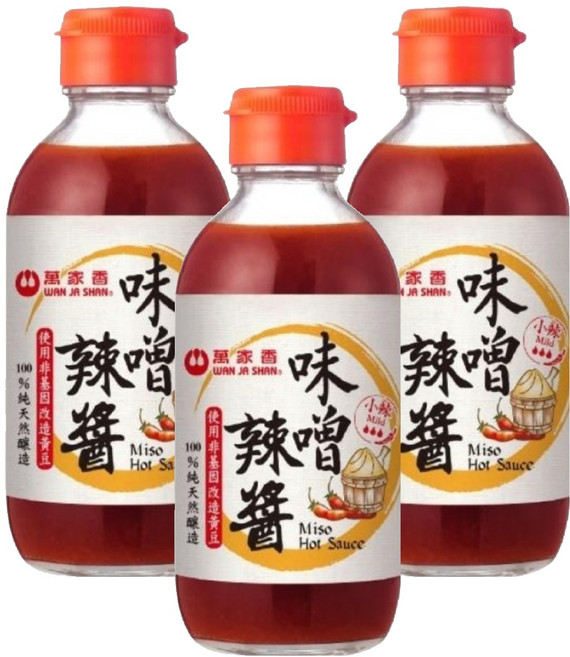萬家香 味噌辣醬 225g 100%純天然釀造 使用非基因改造黃豆, 3瓶