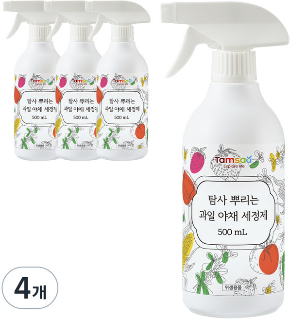 Tamsaa 噴霧式蔬果清潔劑, 4個, 500ml