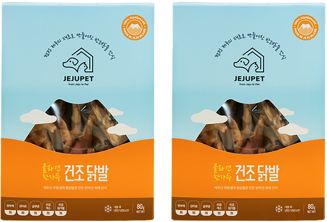 제주펫 강아지 건조 간식, 닭발, 80g, 2개