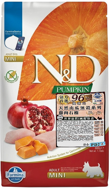 Farmina 法米納 全齡犬乾飼料 PD2, 1個, 800g, 雞肉石榴