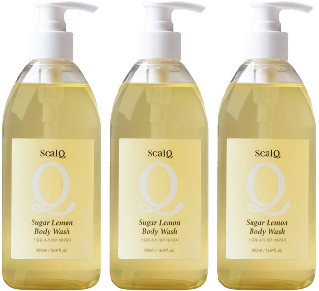 스칼큐 슈가 레몬 바디워시 프레시 센트향, 3개, 500ml