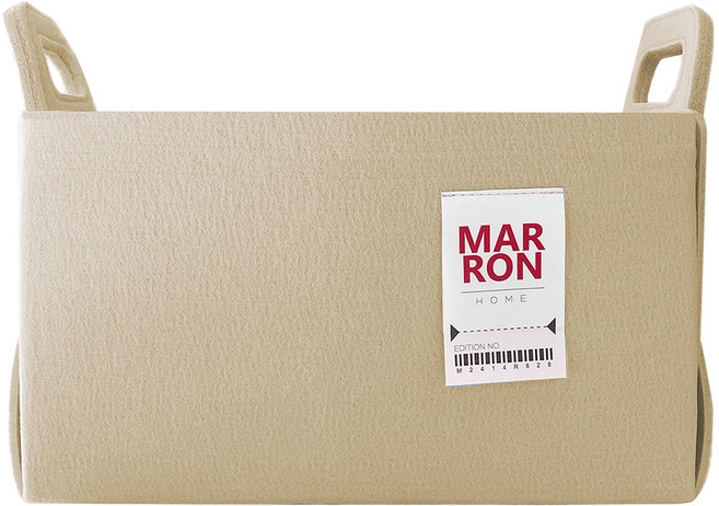 마롱즈 접이식 펠트 수납 바구니, 베이지, 1개