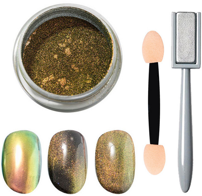 네일은재료빨 마그네틱 2in1 캣아이 자석 네일 파우더 + 마그넷, 브라운(파우더), 1세트