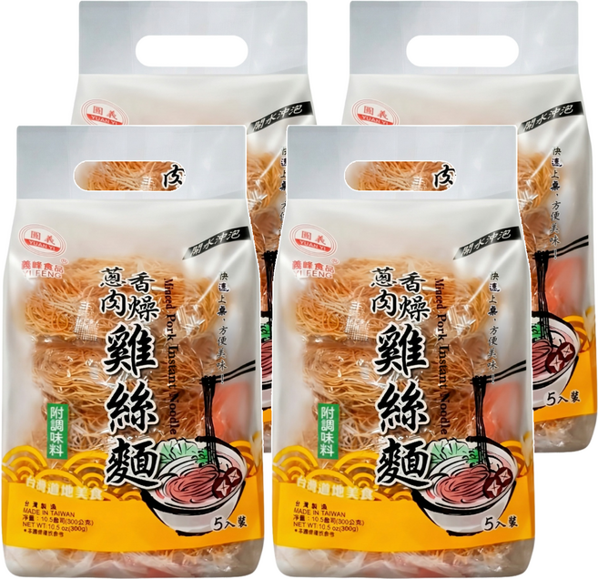 義峰食品 蔥香肉燥風味雞絲麵, 300g, 4袋