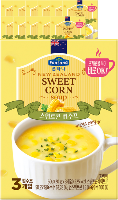폰타나 뉴질랜드 스위트콘 컵수프, 60g, 12개