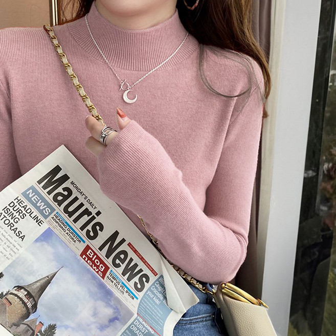 페이퍼먼츠 여성용 듀이 슬림 반목 폴라 니트 11260