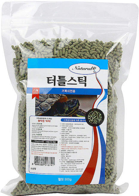 내츄럴한 터틀스틱 거북이전용 사료 리필용, 300g, 1개
