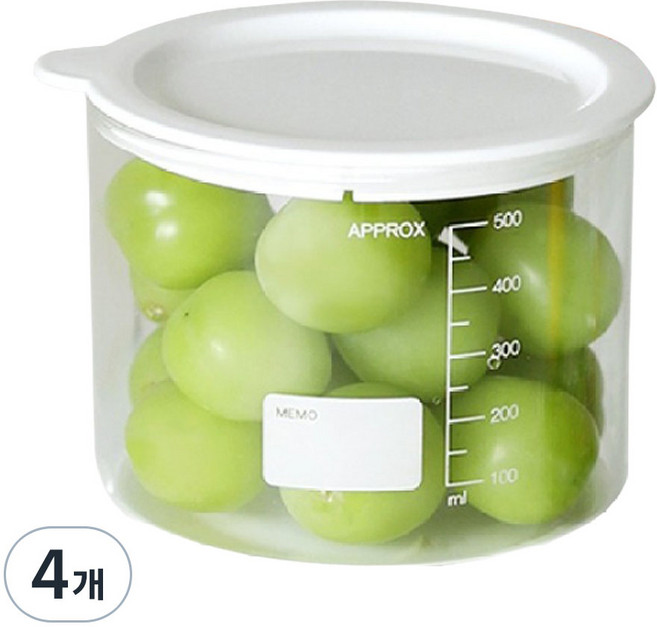 리본제이 듀오 컨테이너 내열유리 밀폐용기, 4개, 500ml