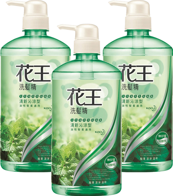 Kao 花王 洗髮精 清新沁涼型 溫和洗淨 柔順不打結 清爽不黏膩 油性髮質適用, 750ml, 3瓶