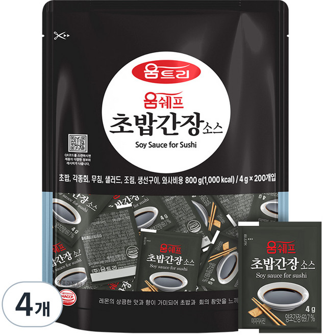 움트리 움쉐프 초밥간장소스 200p, 4개, 800g