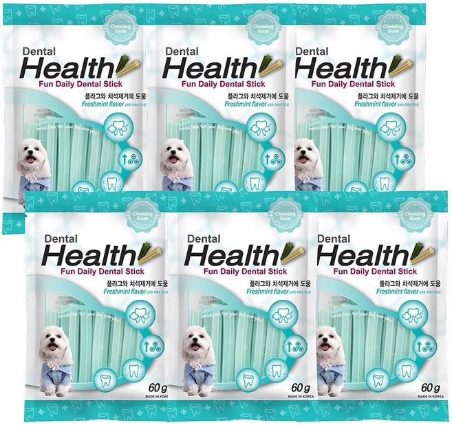 덴탈헬스 강아지 덴탈껌, 민트맛, 60g, 6개