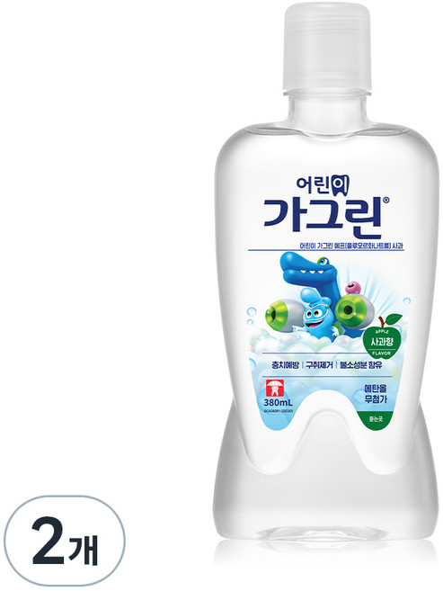 가그린 어린이용 구강세정제 사과향, 380ml, 2개