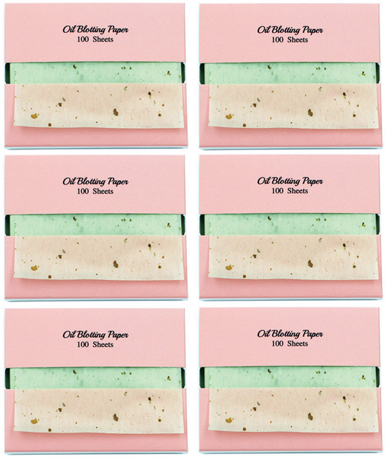 바루쟈 기름종이 리필 녹차, 100매입, 6개