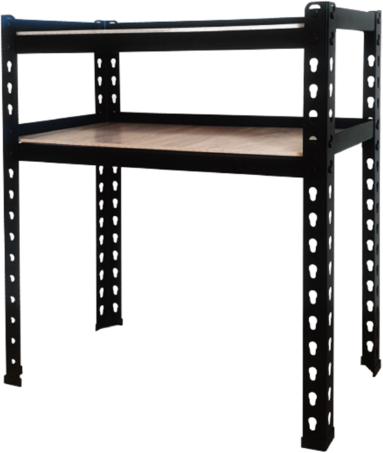 KI WISH 居家生活 角鋼架 單層平均荷重60公斤 雙面木紋, 黑色, 2層