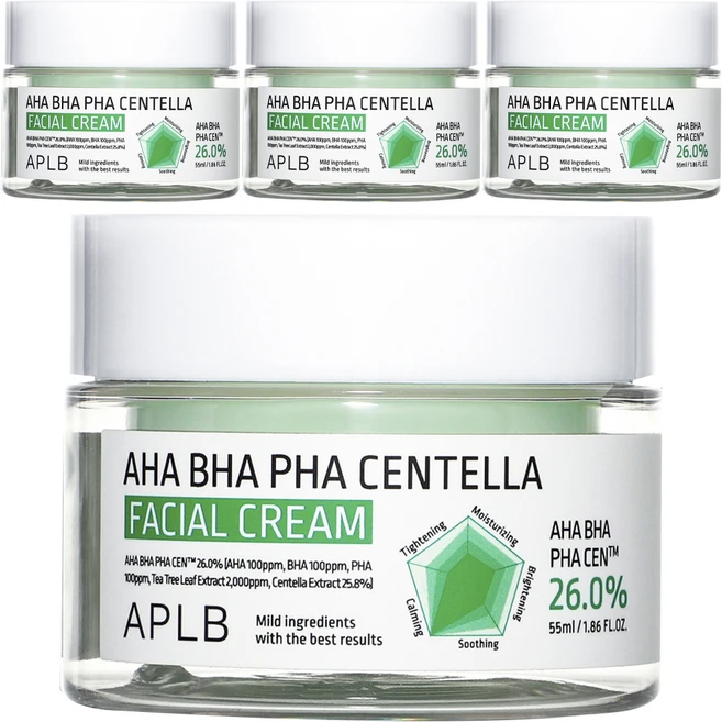 APLB 아하 바하 파하 센텔라 페이셜 크림, 4개, 55ml - 쿠팡
