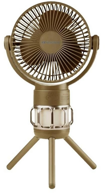 SANSUI 山水 充電式露營隨行照明風扇 120°自動擺頭 暖光照明 5M遠端遙控, SDF-M77D, 風暴沙色