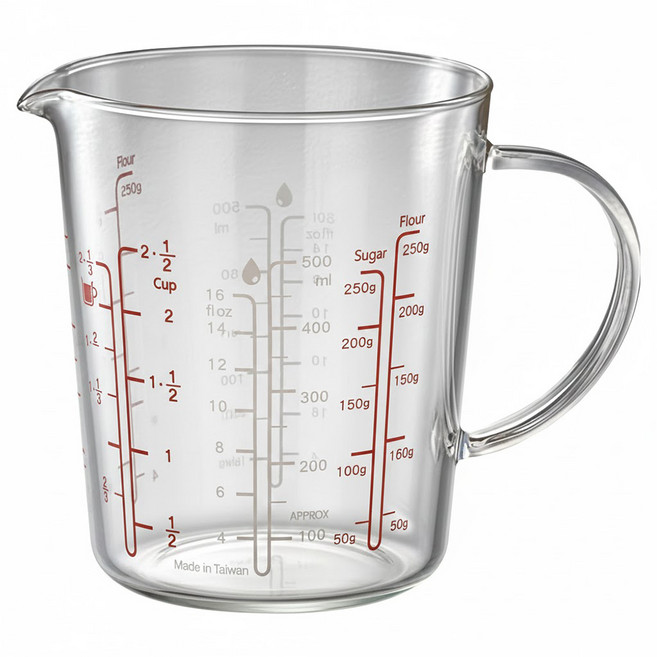 Pearl Horse 寶馬 玻璃刻度料理杯 耐熱玻璃 台灣製造, 透明色, 500ml, 1個