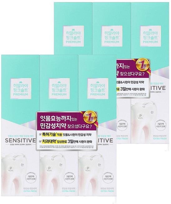 히말라야핑크솔트 센서티브 복합 민감성 시린이 치약 엑스트라 후레쉬, 100g, 6개