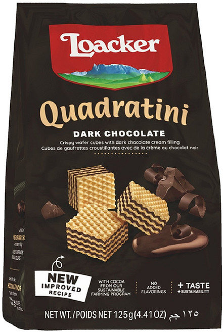 Loacker 萊佳哈斯 方角哈斯餅 黑巧克力風味 香濃不死甜, 125g, 1包