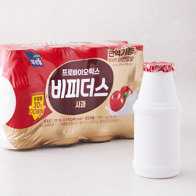 푸르밀 프로바이오틱스 비피더스 사과 요구르트, 130ml, 8개입, 1개