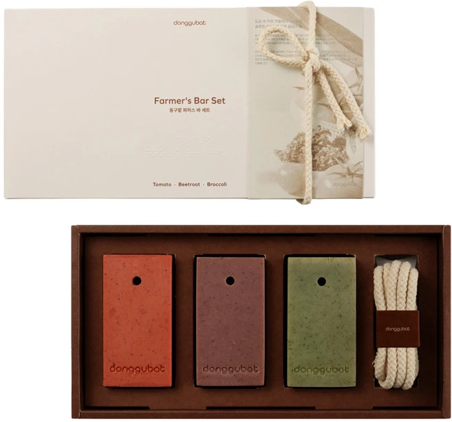 동구밭 파머스 토마토 + 비트 + 브로콜리 비누 페이스 앤 바디바 선물세트, 1세트 - 쿠팡