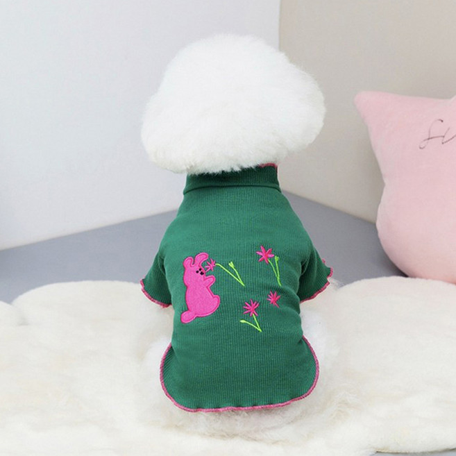 코코스튜디오 강아지 달냥이 프릴 티셔츠, 그린, 1개