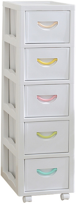 코디 고리 카멜레온 슬림 5단 양면 수납장, 화이트 + 컬러, 1개