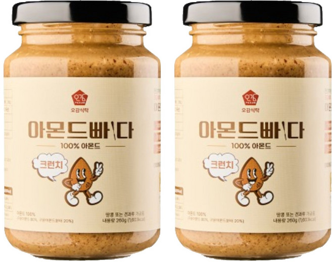오감식탁 아몬드빠다 크런치, 2개, 260g
