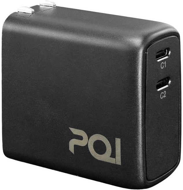 pqi 勁永 雙孔USB-C 50W PD快充 5.5 x 5.5 x 3cm 108g 原廠保固, 黑色, 1個