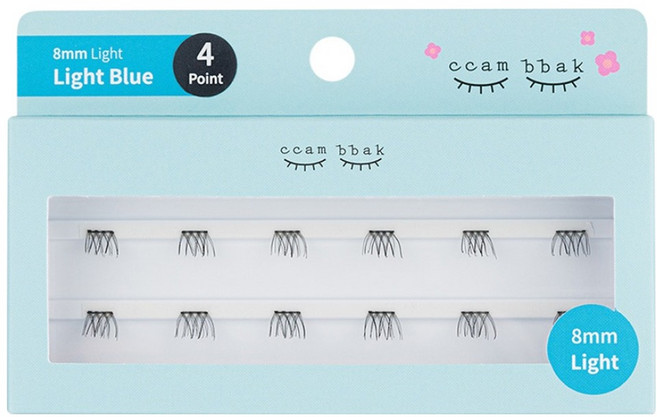 깜빡 인조 가닥속눈썹 패키지버전 8mm 라이트 4기둥, 블랙, 1개
