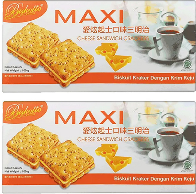 Biskotto MAXI 愛炫三明治餅乾 起士口味 奶素, 160g, 2盒