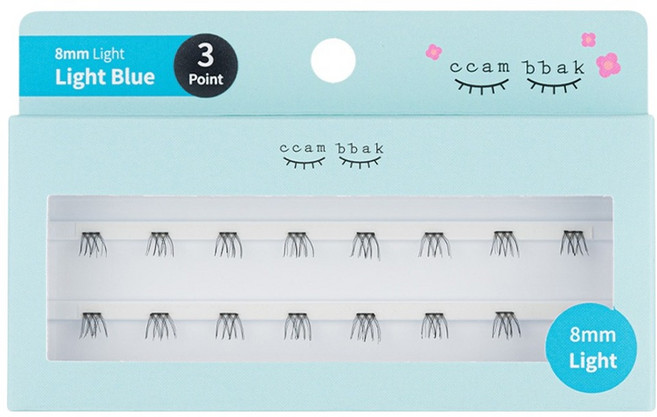 깜빡 인조 가닥속눈썹 패키지버전 8mm 라이트 3기둥, 블랙, 1개
