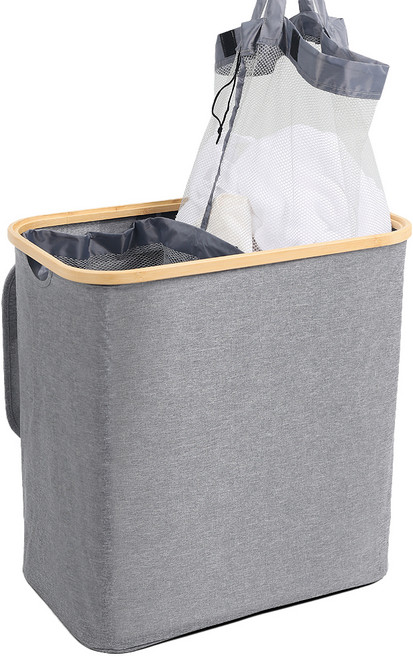 조은리빙 탈착식 투웨이 프리미엄 세탁바구니 100L, 그레이